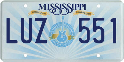 MS license plate LUZ551