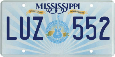 MS license plate LUZ552