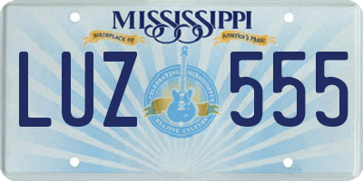 MS license plate LUZ555