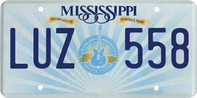 MS license plate LUZ558