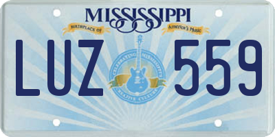 MS license plate LUZ559