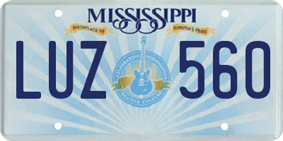 MS license plate LUZ560