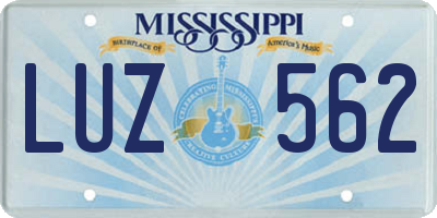 MS license plate LUZ562