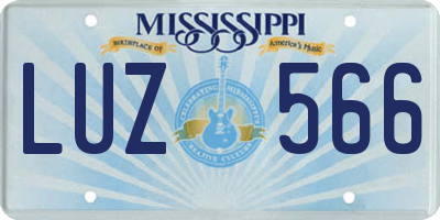 MS license plate LUZ566