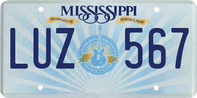MS license plate LUZ567