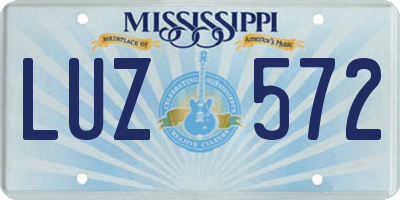 MS license plate LUZ572