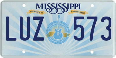 MS license plate LUZ573