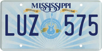 MS license plate LUZ575