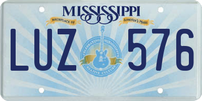 MS license plate LUZ576