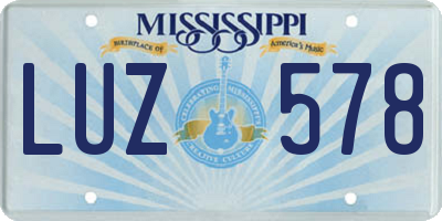 MS license plate LUZ578