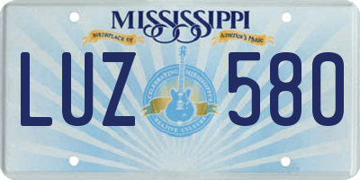 MS license plate LUZ580