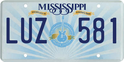 MS license plate LUZ581