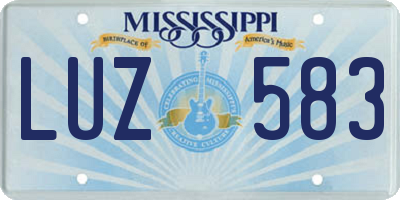 MS license plate LUZ583