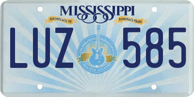 MS license plate LUZ585