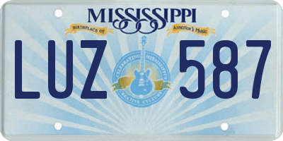 MS license plate LUZ587