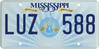 MS license plate LUZ588