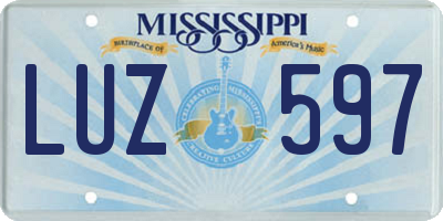 MS license plate LUZ597