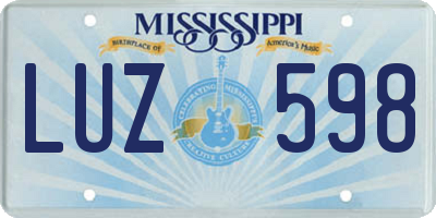 MS license plate LUZ598