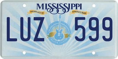 MS license plate LUZ599