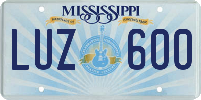 MS license plate LUZ600