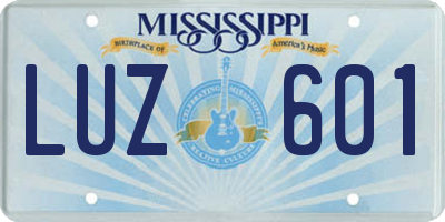 MS license plate LUZ601