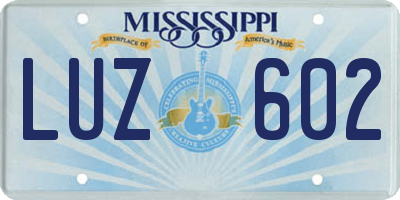 MS license plate LUZ602