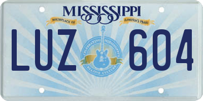 MS license plate LUZ604