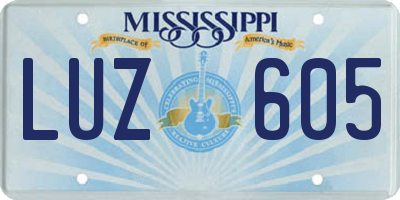 MS license plate LUZ605