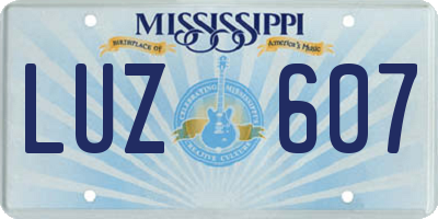 MS license plate LUZ607