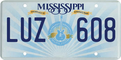 MS license plate LUZ608