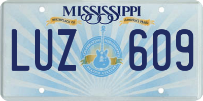 MS license plate LUZ609