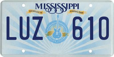 MS license plate LUZ610
