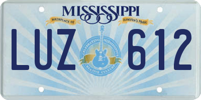 MS license plate LUZ612