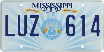 MS license plate LUZ614