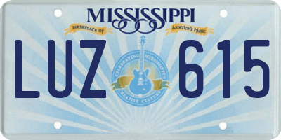 MS license plate LUZ615
