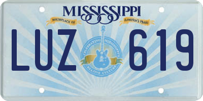 MS license plate LUZ619