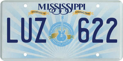 MS license plate LUZ622