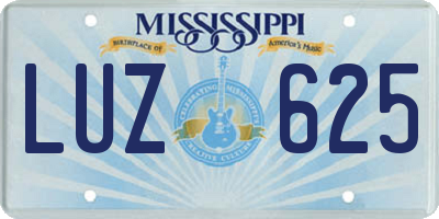MS license plate LUZ625