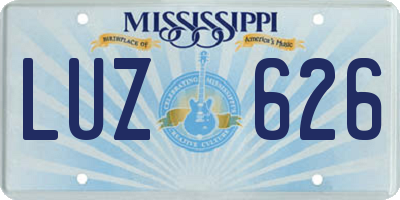 MS license plate LUZ626
