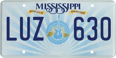 MS license plate LUZ630