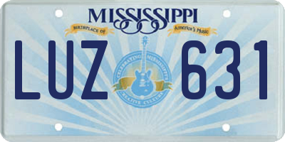 MS license plate LUZ631