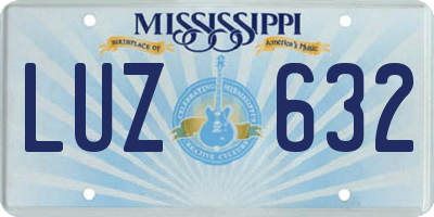 MS license plate LUZ632