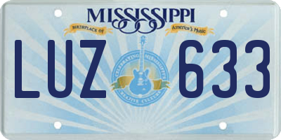 MS license plate LUZ633