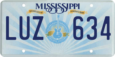 MS license plate LUZ634