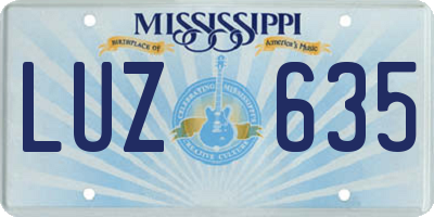 MS license plate LUZ635