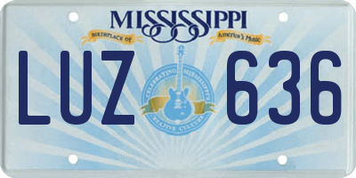 MS license plate LUZ636