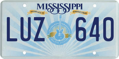 MS license plate LUZ640