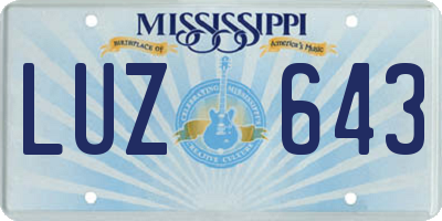 MS license plate LUZ643