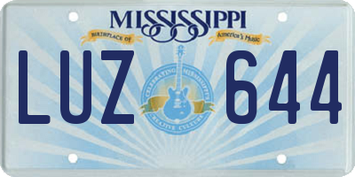MS license plate LUZ644