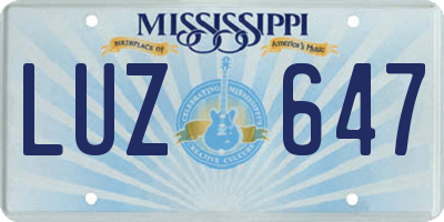 MS license plate LUZ647